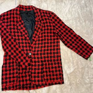 Women’s Red & Black Checkered Blazer by Tracy Evans LTD